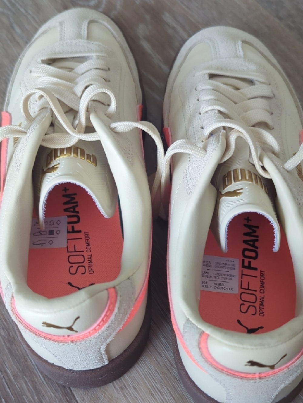 New Puma Cream Sneakers with Coral Accent - Picture 6 of 9